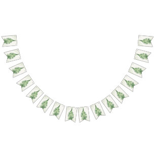 Banderines Señal de boda de helecho verde minimalista