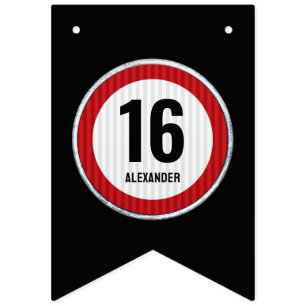 Banderines Señal de límite de velocidad cumpleaños 16 - CUALQ
