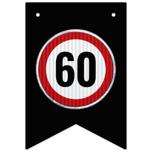 Banderines Señal de límite de velocidad de cumpleaños 60 ANY
