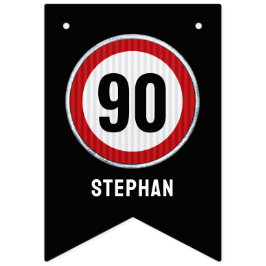 Banderines señal de límite de velocidad de cumpleaños 90 pers