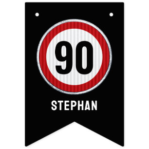 Banderines señal de límite de velocidad de cumpleaños 90 pers