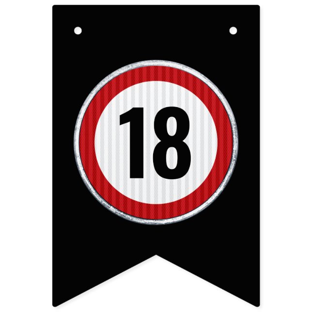 Banderines Señal de límite de velocidad para cumpleaños 18 -  (Primera bandera)