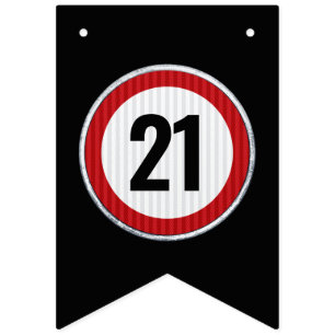 Banderines Señal de límite de velocidad para cumpleaños 21 -