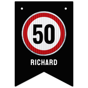 Banderines Señal de límite de velocidad para cumpleaños 50 pe