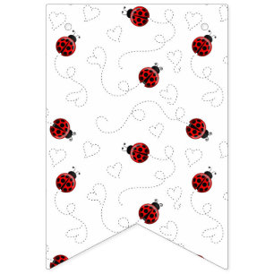 Banderines Señora Escarabajo Mariquita Amarilla Corazones Neg