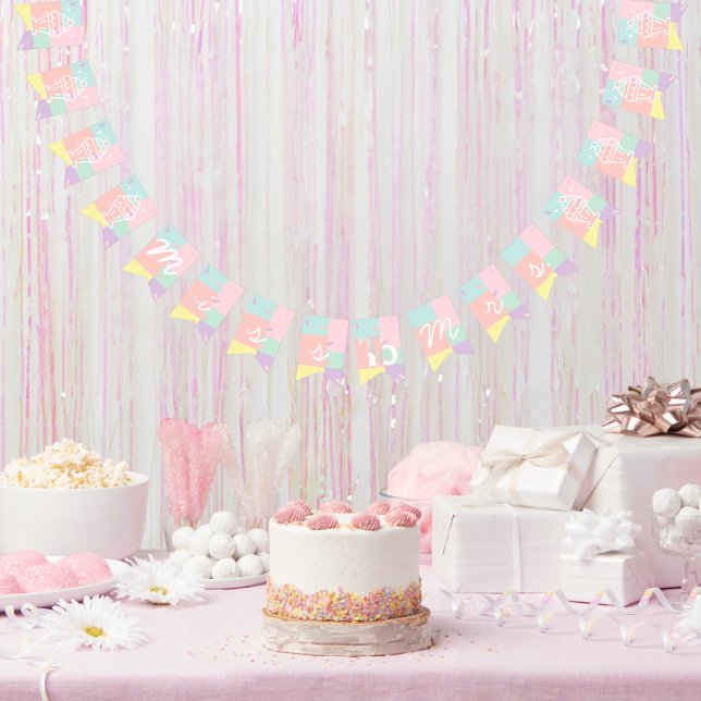 Banderines Señorita a Señora Fiesta de Despedida de Soltera c (Miss to Mrs. Retro Ice Cream Bridal Shower Bunting Flags)