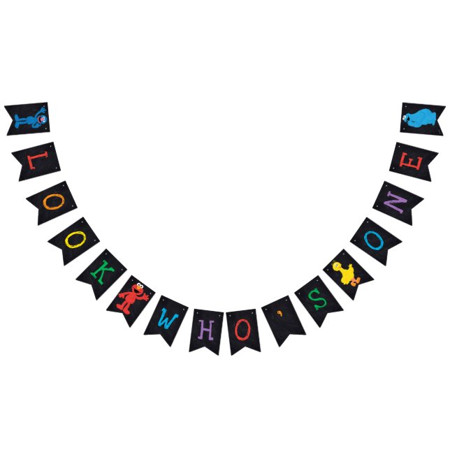 Banderines Sésamo Street Pals Chalkboard Rainbow Birday (Todo)