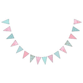 Banderines Shabby Chic Bunting. (Rosa y Azul)