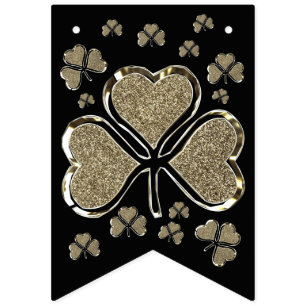 Banderines Shamrock Clovers Irlanda Black Gold Fiesta irlandé