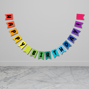 Banderines Signo de colores divertidos Rainbow Happy Birday