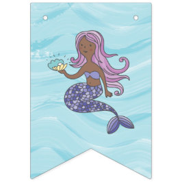 Banderines Sirena morada de piel oscura bajo el cumpleaños de