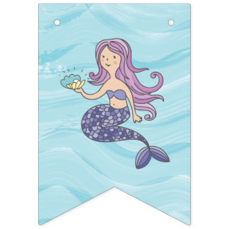 Banderines Sirena púrpura de la piel justa bajo cumpleaños