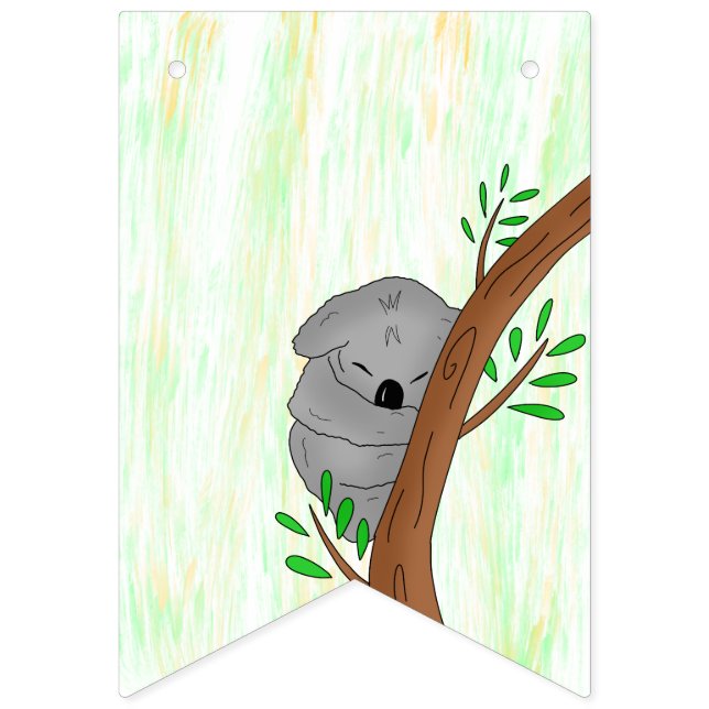Banderines Sleepy Baby Koala Bear Baby Shower personalizado (Primera bandera)