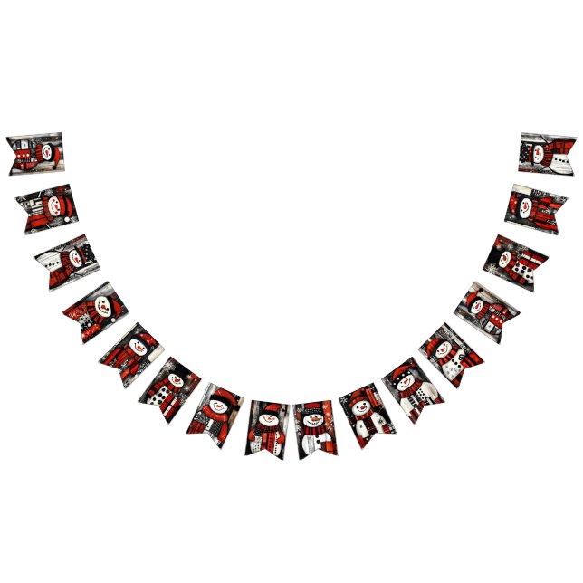 Banderines Snowmen rojo, negro y blanco (Todo)