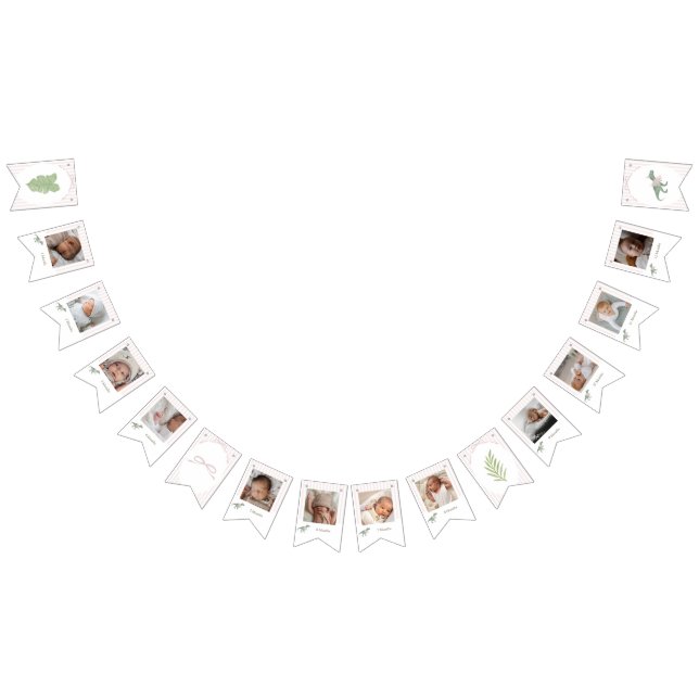 Banderines Soft Pink T Rex Tutu Girl Birthday Photo Banner (Todo)