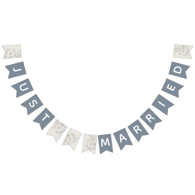 Banderines Solo casada Dusty Blue Boda Garland (Todo)