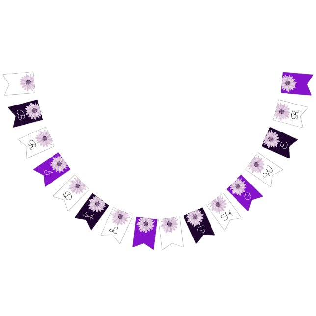 Banderines Sombras de Daisy Morado Floral Bridal Shower (Todo)
