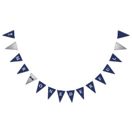 Banderines Sr Onederful Estandarte Marina y Plata con 1