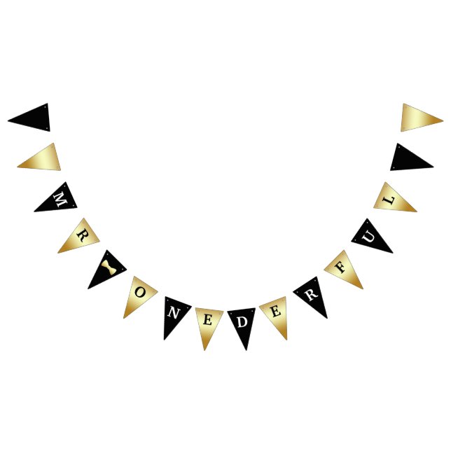 Banderines Sr. Onemaravilloso Banner Blanco negro y oro (Todo)