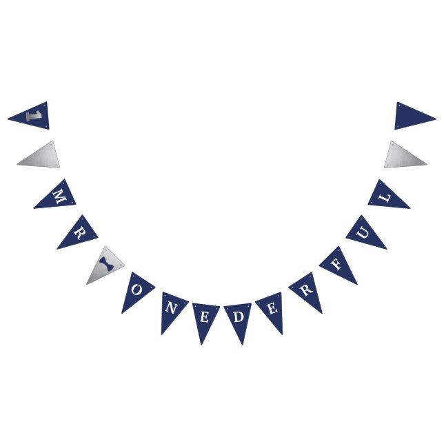 Banderines Sr. Onemaravilloso Banner Navy & Silver con 1 (Todo)