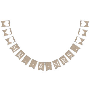 Banderines Sr. y la Sra. Burlap Boda Bridal Shower Engagement