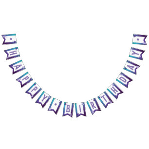 Banderines Starfish morado y Verde azulado acuarela Feliz cum