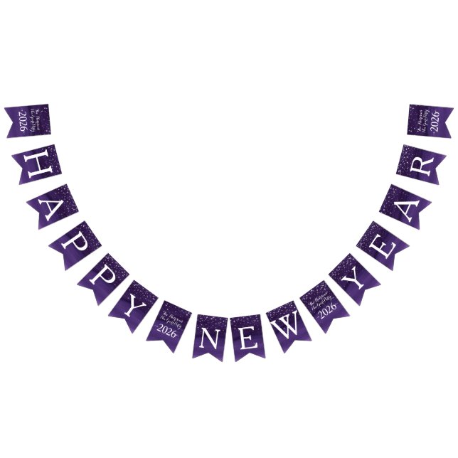 Banderines Starry night Happy New Year dark purple 2026 (Todo)