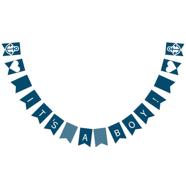 Banderines Su empavesado náutico azul y blanco de un muchacho (Todo)