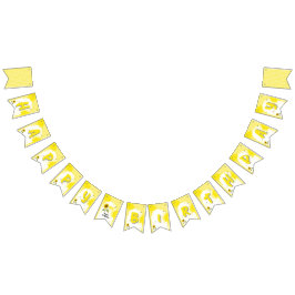 Banderines Sunflower acuarela con mariposas Primer cumpleaños