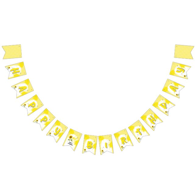 Banderines Sunflower acuarela con mariposas Primer cumpleaños (Todo)