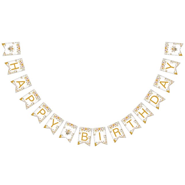 Banderines Sweet Bee One First Birthday Banner (Todo)