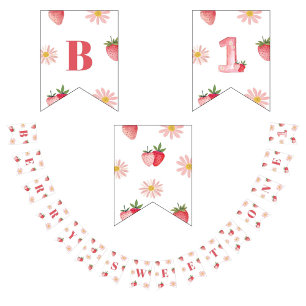 Banderines Sweet Berry First Birday Pastel Pink Red Floral