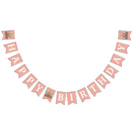 Banderines Sweet Sloth Happy Birthday Pink Cute