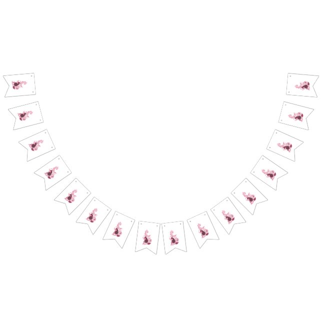 Banderines Swirl Floral Rosa ・ Arte De Bordado Elegante (Todo)