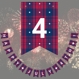 Banderines Tartan - Patriótico - Rojo Azul Blanco Estrellas