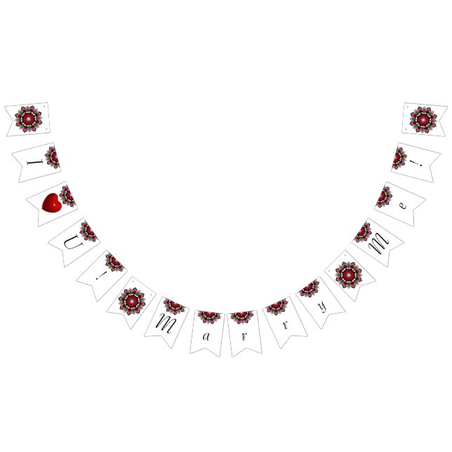 Banderines ¡Te Amo! ¡Cásate conmigo! Mandala en rosa profundo (Todo)