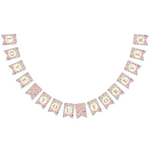 Banderines Te Amo Por Siempre Bodas Rosa Claveles Verde Salvi