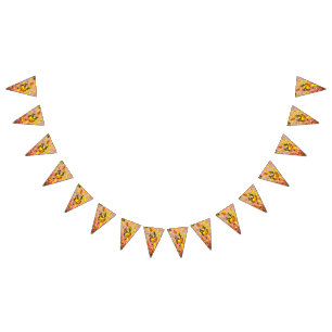 Banderines Tejidos elegantes rojos y dorados con intrincadas 