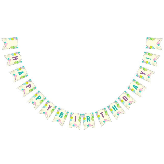 Banderines Tema de acuarela Fiesta de cumpleaños para deporte (Todo)