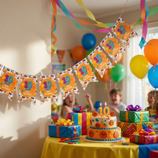 Banderines Tema de Deportes Personalizado para Cumpleaños 10 (Subido por el creador)