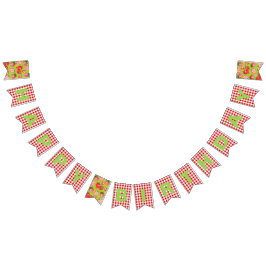 Banderines Tema de fresa Feliz cumpleaños