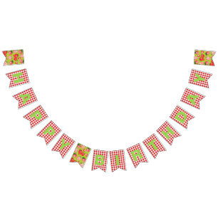 Banderines Tema de fresa Feliz cumpleaños