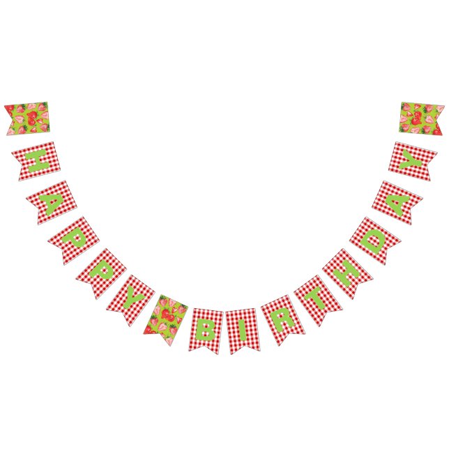 Banderines Tema de fresa Feliz cumpleaños (Todo)