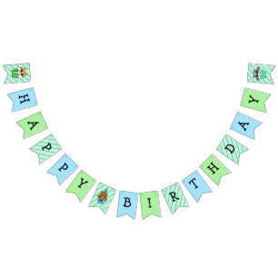 Banderines Tema de Woodland de niño feliz cumpleaños