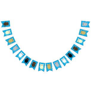 Banderines Tema del Fiesta del primer cumpleaños de Cat Cute