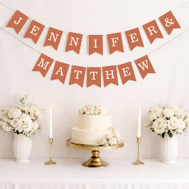 Banderines Terracotta Boda Novia Groom Nombres Marrón Simple