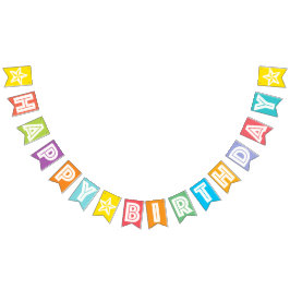 BANDERINES TEXTO BLANCO DEL ☆ DEL FELIZ CUMPLEAÑOS EN BKGD
