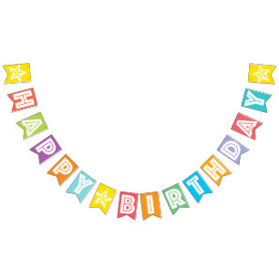 BANDERINES TEXTO BLANCO DEL ☆ DEL FELIZ CUMPLEAÑOS EN BKGD