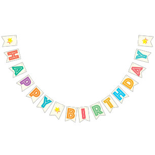 BANDERINES TEXTO DE MARFIL BLANCO Y MULTICOLOR DE HAPPY・BIRTH