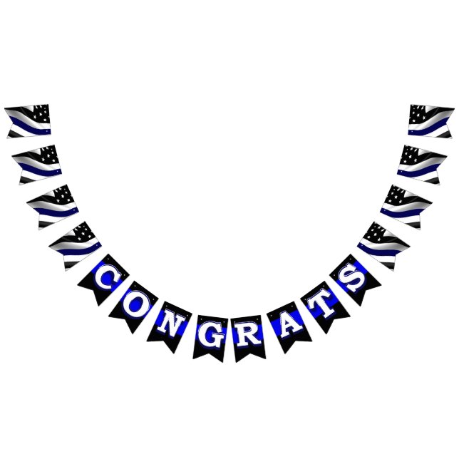 Banderines Thin Blue Line Felicitaciones Bunting Flags (Todo)